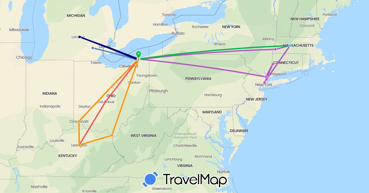 TravelMap itinerary: driving, bus, cycling, train, hiking, boat, hitchhiking in United States (North America)