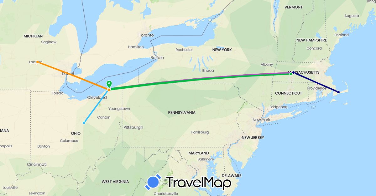TravelMap itinerary: driving, bus, train, hiking, boat, hitchhiking in United States (North America)