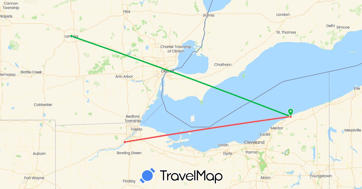 TravelMap itinerary: bus, hiking in United States (North America)
