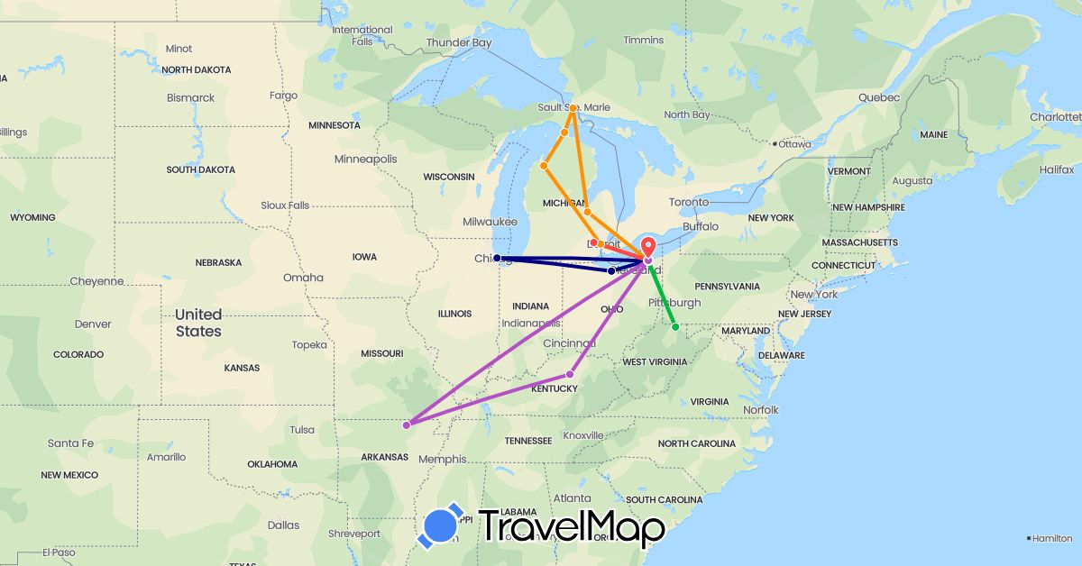 TravelMap itinerary: driving, bus, train, hiking, hitchhiking in United States (North America)