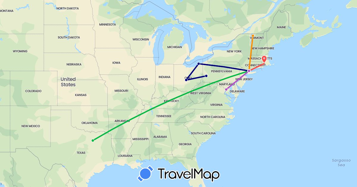 TravelMap itinerary: driving, bus, train, hiking, hitchhiking in United States (North America)