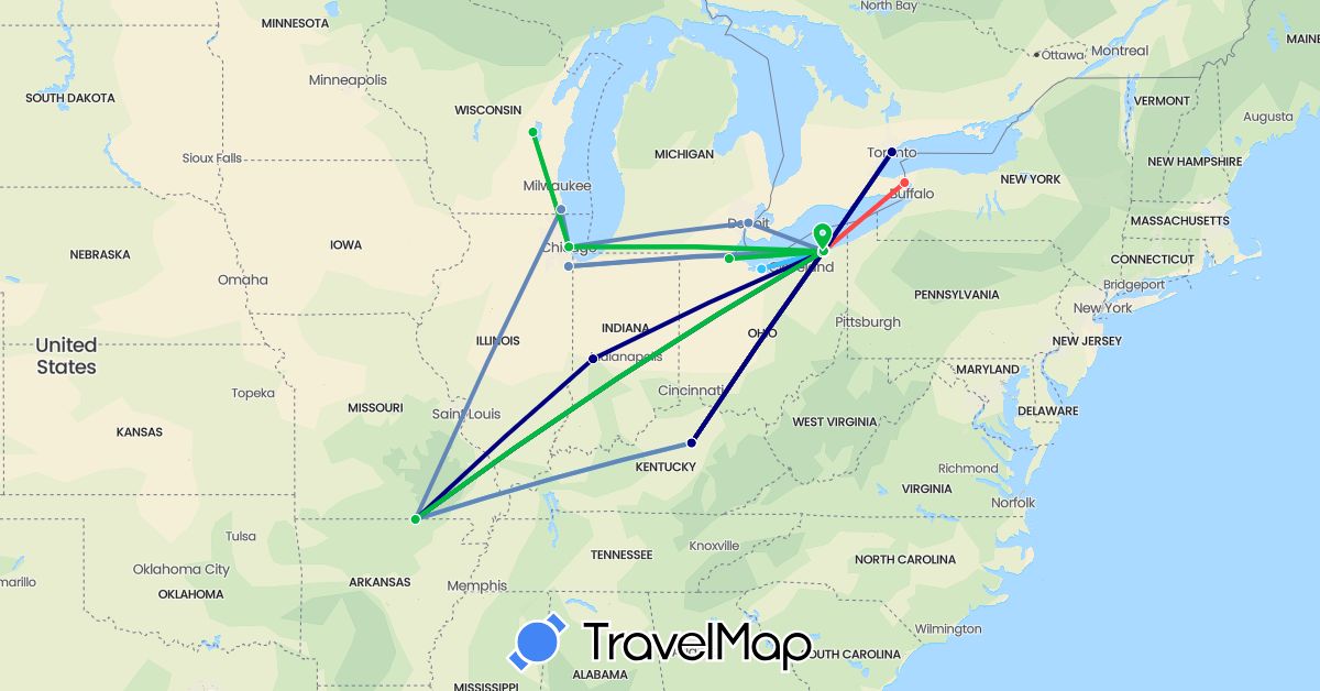TravelMap itinerary: driving, bus, cycling, hiking, boat, hitchhiking in Canada, United States (North America)